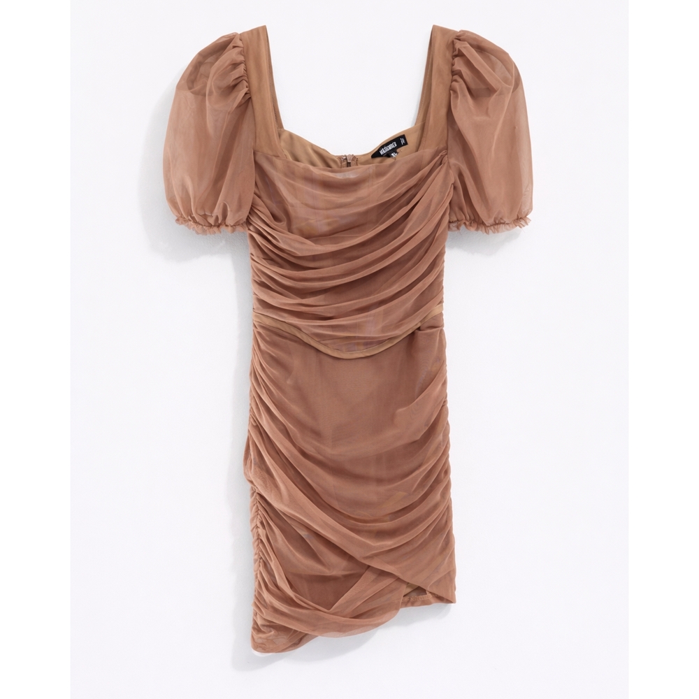 MISSGUIDED | Mesh Puff Sleeve Mini Dress